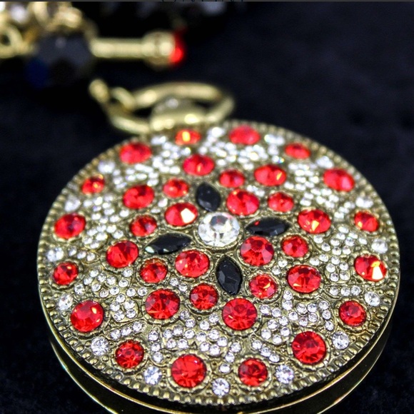 Heidi Daus Black Beaded Necklace with Red and Gold Pendant - Picture 5 of 8